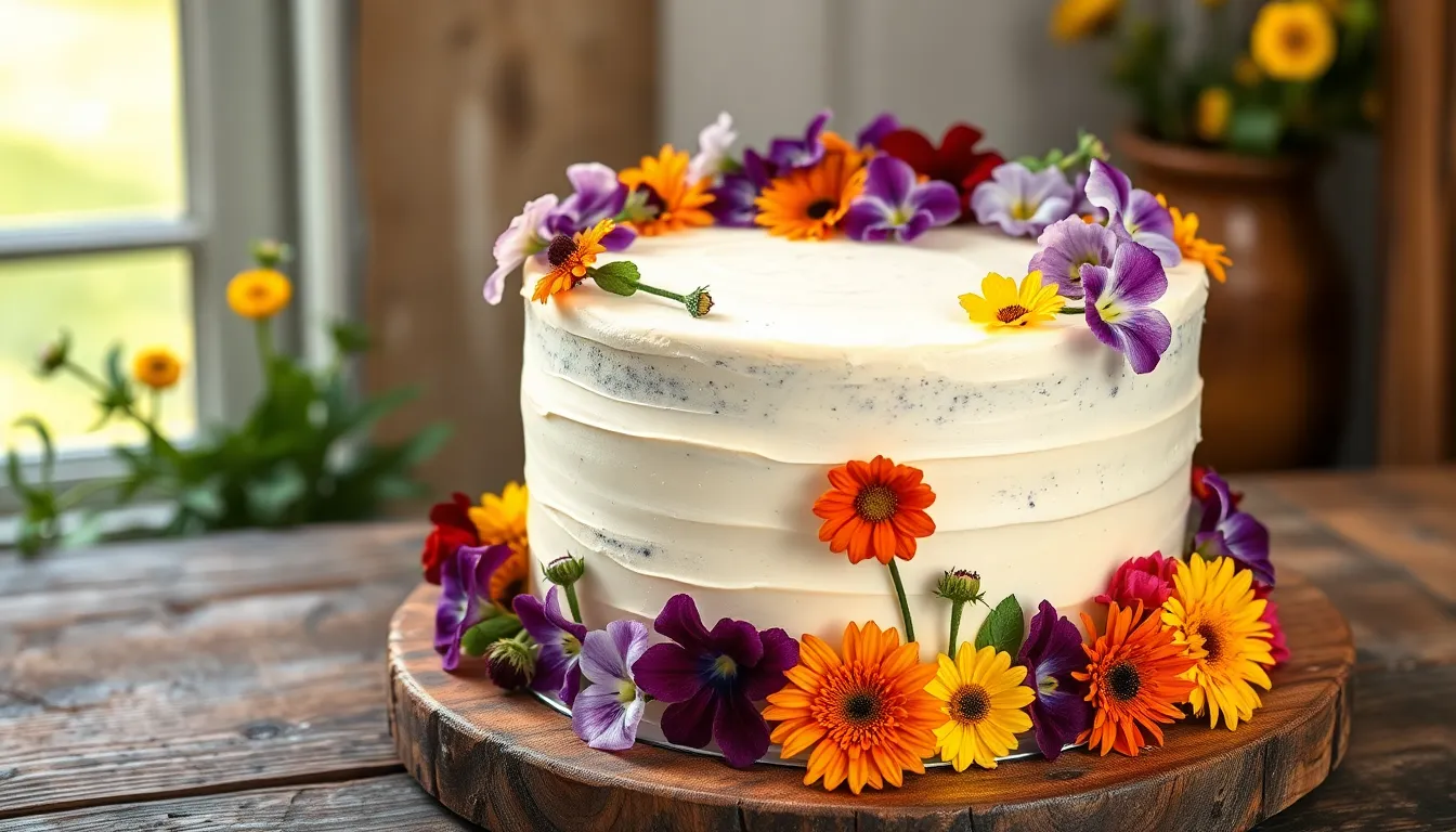 flowers on cake