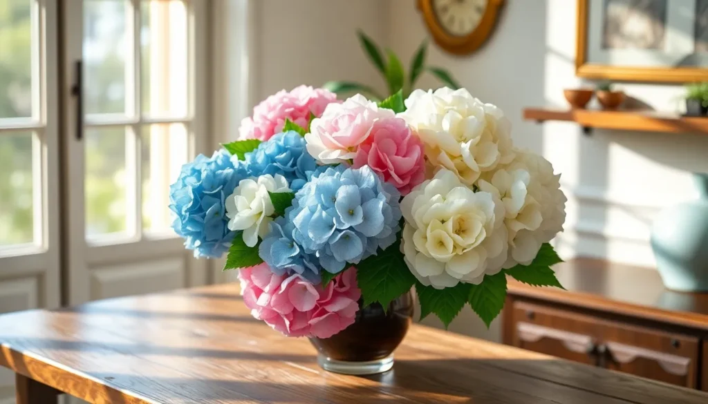 fake hydrangea flowers