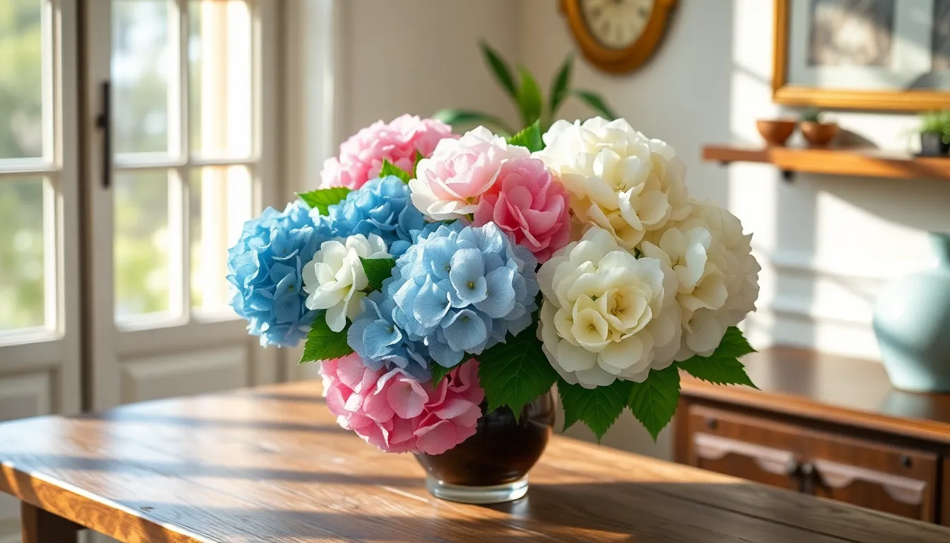 fake hydrangea flowers
